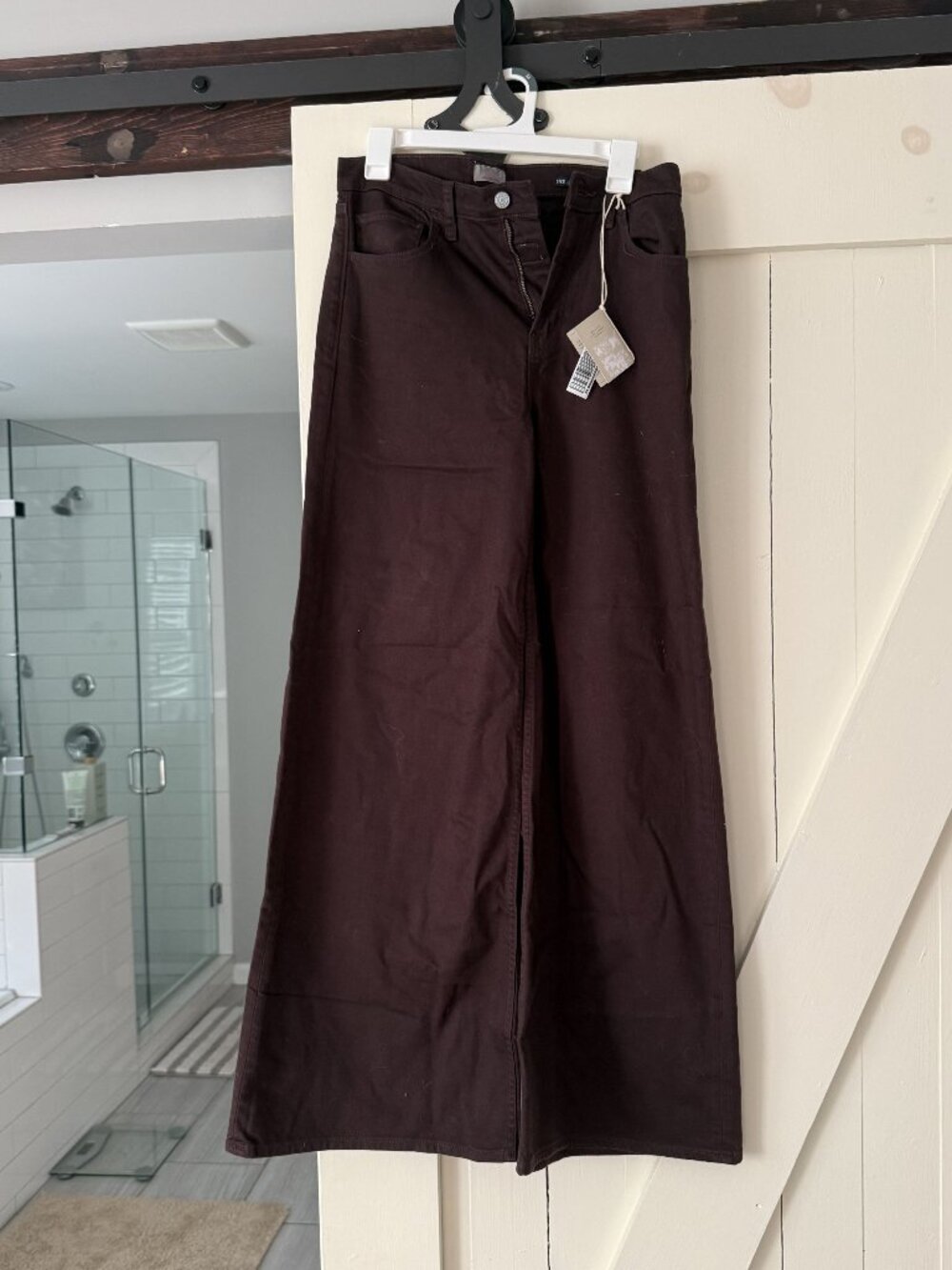 Faherty Saturday Denim Wide Leg - Chocolate Brown - Size 28